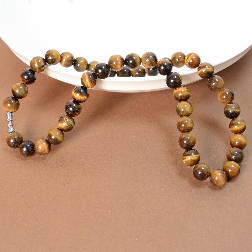 Retro Chinese Style Tiger Eye Beaded Clavicle Necklace for Women - Spring/Summer Trendy Light Luxury Sweater Chain