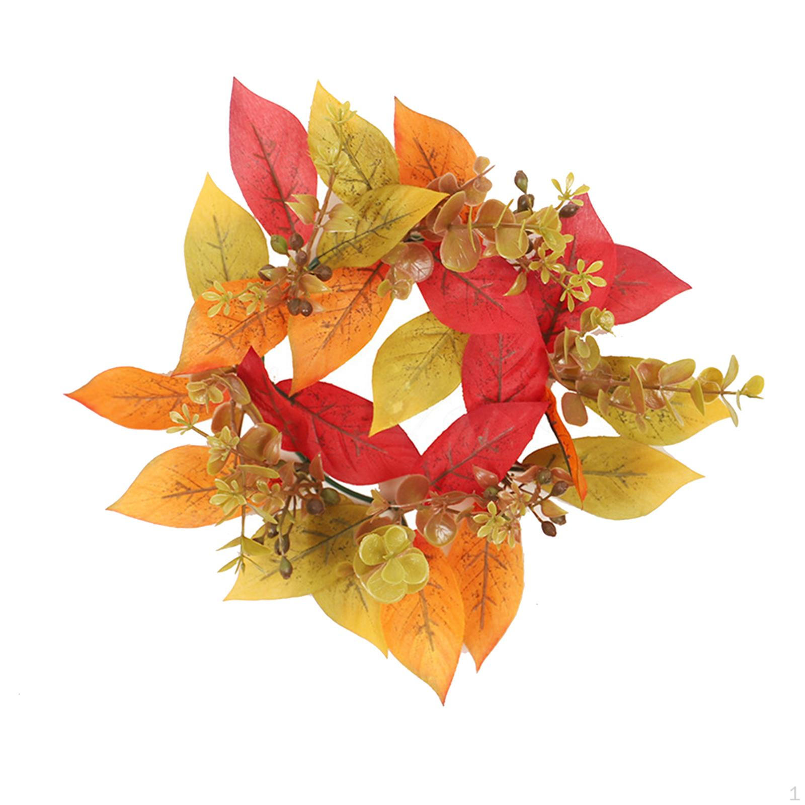 

Pillar Candle Ring Artificial Wreath Candleholder Decorative Fall for