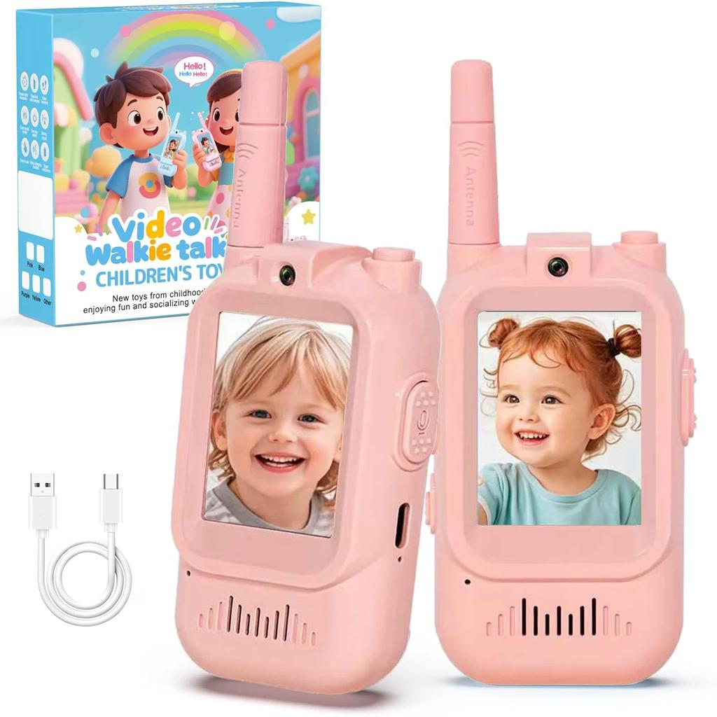 Kinder Video Walkie Talkie Set mit HD-Bildschirm Ein-Klick-Anruf Cartoon-Sprechanlage Einfache Bedienung Für Kinder Geschenk Outdoor Camping Reise