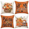 Thanksgiving Pillow Covers,Pumpkin & Autumn Leaf Design, Soft Flannel Sofa Cushion Covers for Home Decor,45x45cm, No Pillow Insert