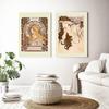 Cornice in legno massello Alphonse Mucha Poster e stampe su tela Vintage Figue Woman Canvas Painting Art on The Wall Pictures per soggiorno Home Decor