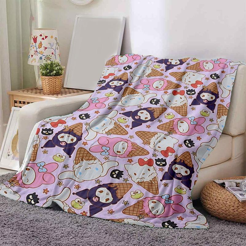 1pc Ice Cream Sanrio Character Design Blanket, Seasonal Universal Home Decorative Throw, Living Room, Travel, Camping, Car Blankets, Beach, Office Nap