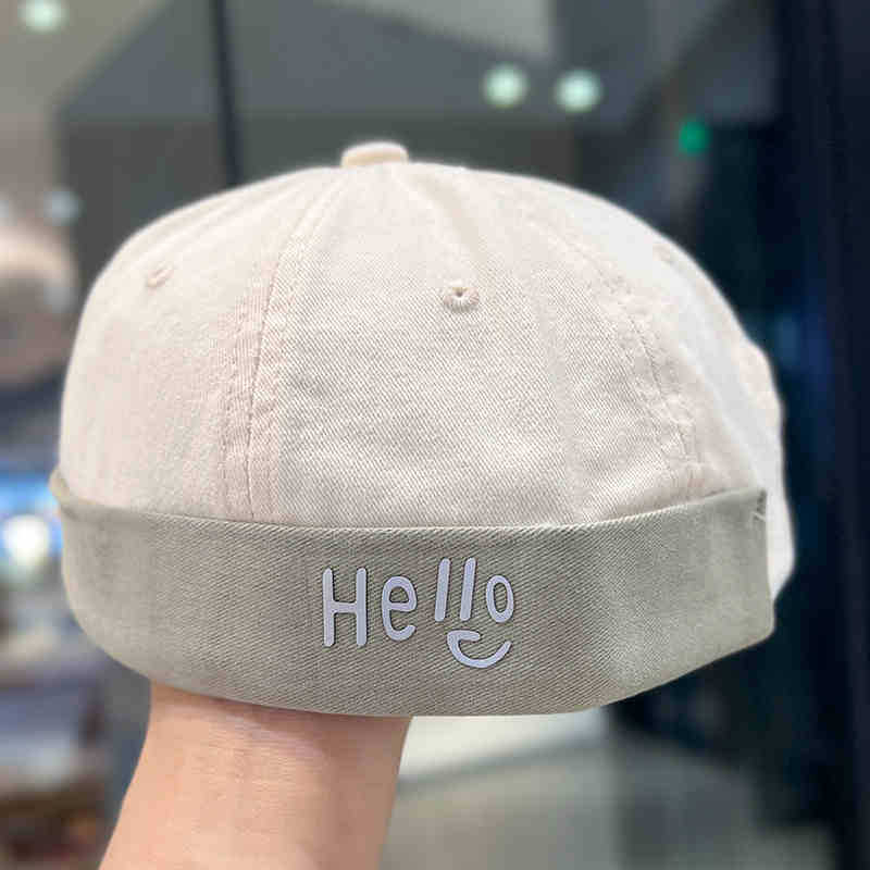 1Pc Washed Docker Beanie Brimless Cap Hat Without Visor Solid Color Retro Vintage Street Style Spring Autumn Outdoor Gorras