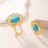 Exquisite Retro Blue Turquoise Bracelet and Ring Set - Women's Unique Gold Jewelry