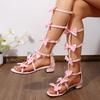Fashion Velvet Bow Thin Strap Long Cool Boots Thick Heel Women's Sandals Summer Women's Boots