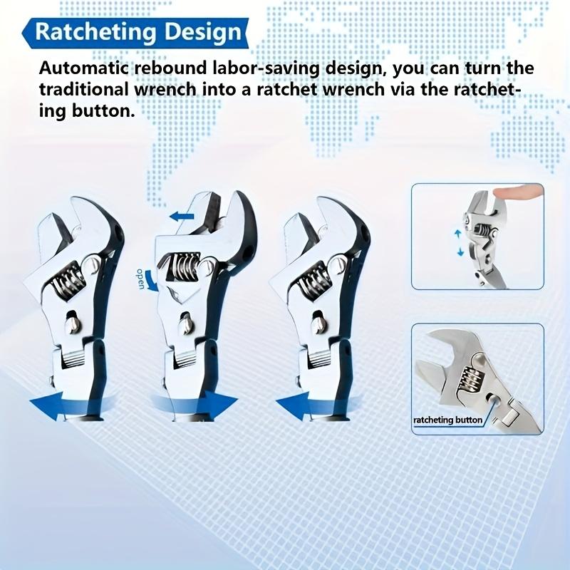 5 In 1 Adjustable Ratchet Wrench Set - with 180-degree Folding, Swivel Head and Adjustable Torque - Versatile Tool, Easy To Grip and Versatile