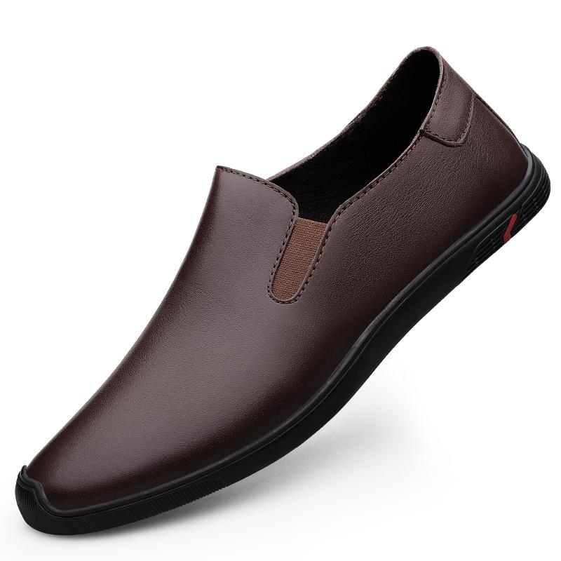 Fashion Breathable Outdoor Slip on Casual Shoes for Male Work Office Driving Sneakers Mens Leather Loafers Non Slip Walking Flats