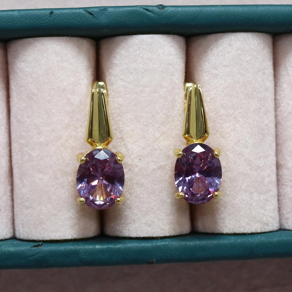 925 sterling silver earrings yellow gold plating fine jewelry Created oval 7*9mm color change Alexander nano for party gift