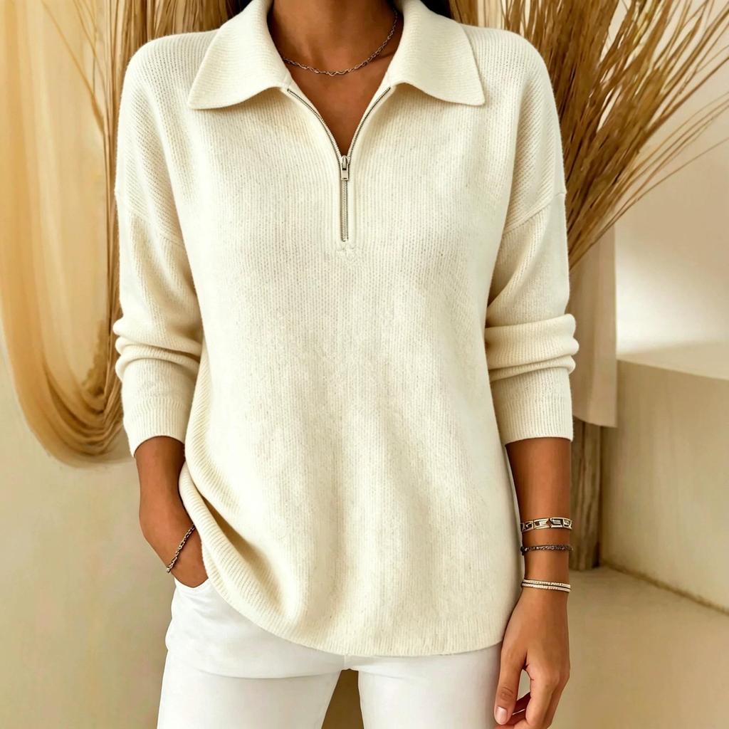 2026 Women's Autumn Winter Casual Half-Zip Loose Lapel Sweater