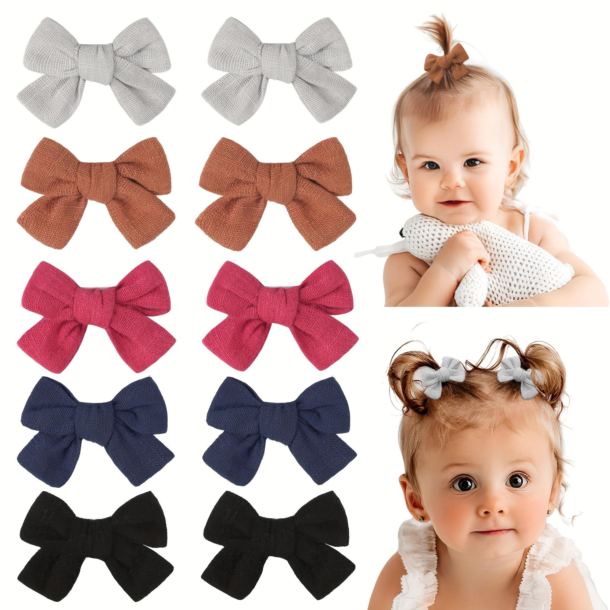 10 stuks schattige strikjes haarclips voor kinderen Katoen-Linnen Baby tot Kinderen Haarspeldjes Zacht Volledig Verpakte Ontwerp, Veilige Haaraccessoires rood