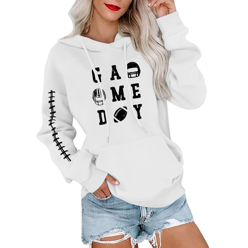 Women's Fashionable, Casual, Comfortable Round-neck, Hooded, Long-sleeved, Rugby-print Warm Sweater