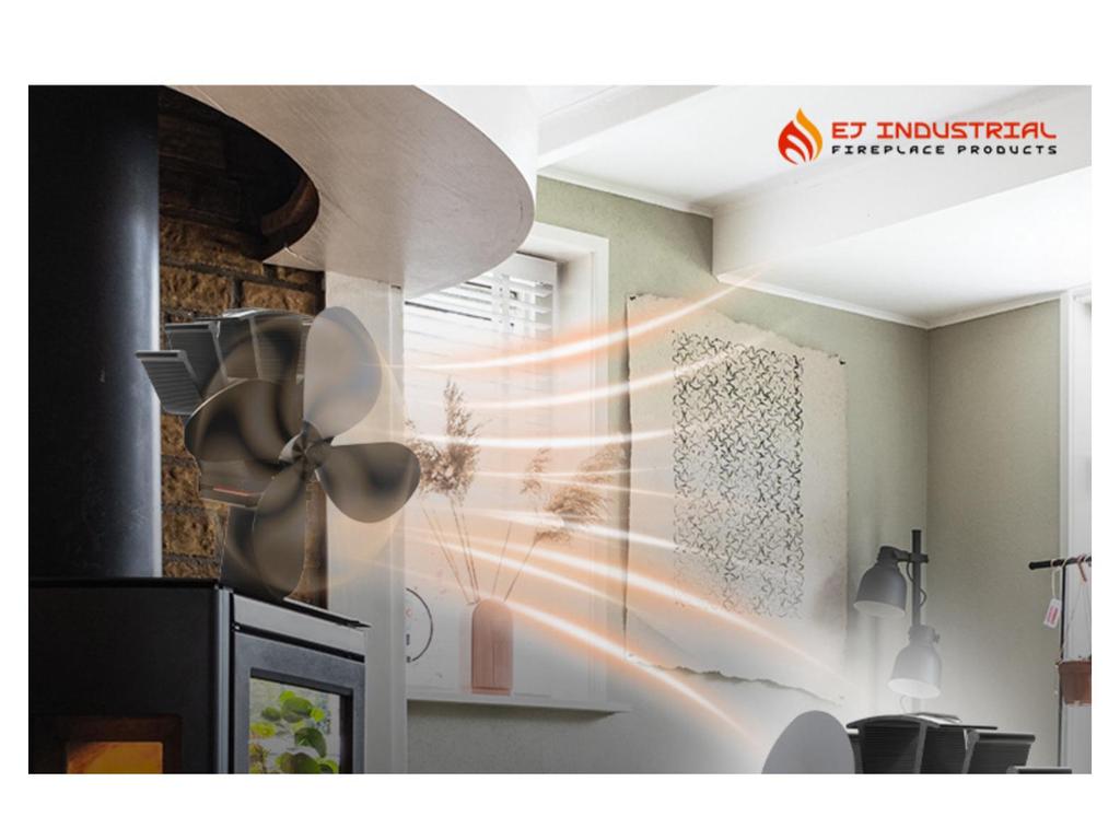 Heat-Powered 4-Blade Wood Fireplace Fan
