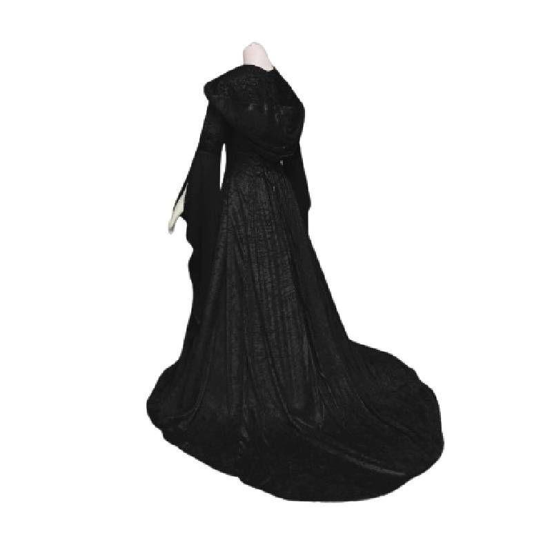 Vintage Solid Color Girdle Hooded Dress Perfect For Halloween!