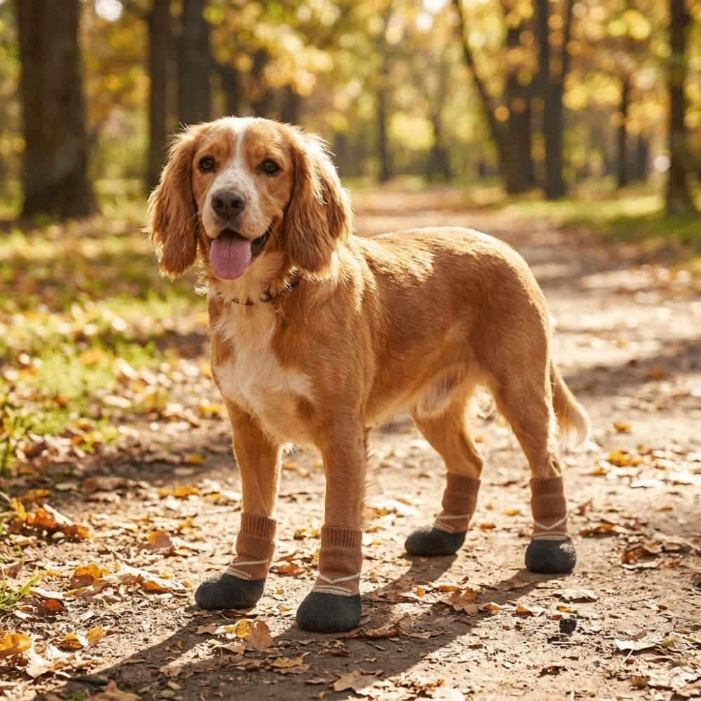 4PCS Breathable Non-slip Dog Shoes Waterproof Pet Paw Protector Soft Pet Knitted Socks Walking