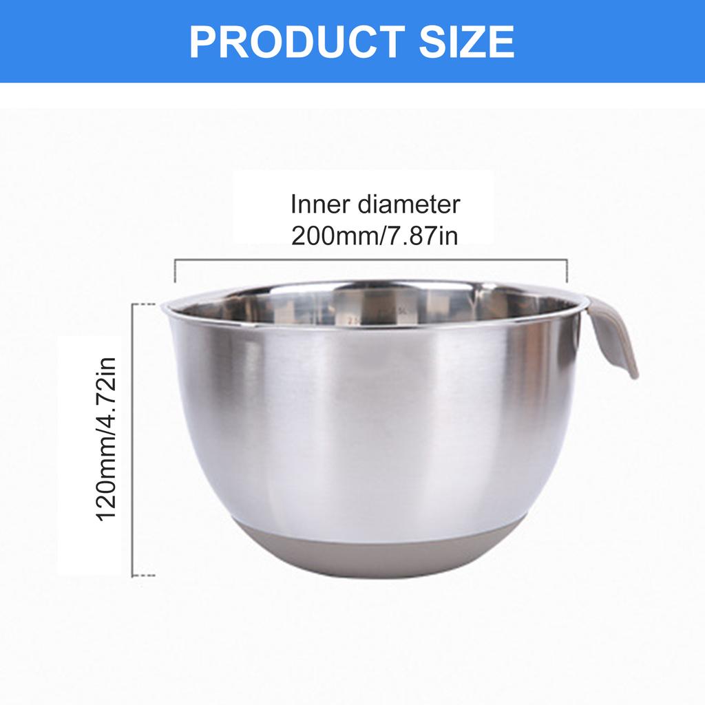 Heavy Duty Stainless Steel Mixing Bowl With Ergonomic Handle Dishwasher Safe Basin For Whipping Baking And Storage