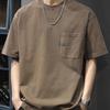Zomer Retro Design Heren American-Style Losvallend Casual T-shirt met Zak - Korte Mouwen Ronde Hals