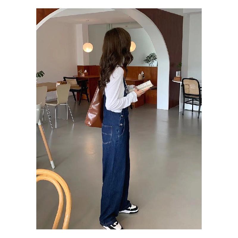 2026 New Fashionable Women's Loose Straight-Leg Denim Overalls Casual Suspender Pants