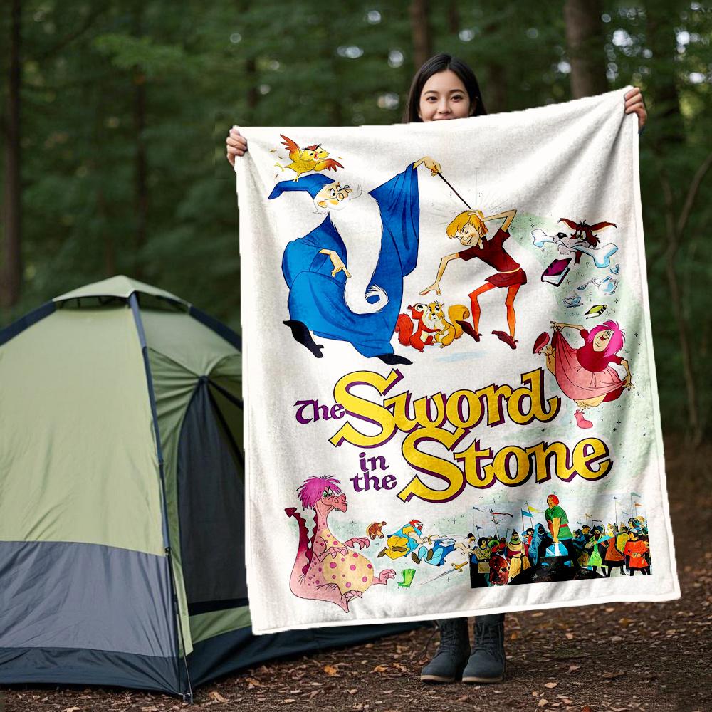 1pc, The Sword in the Stone Blanket Soft Throw for Outdoor, Gift Idea, Outdoor Blankets, Living Room, Travel 80x120cm
