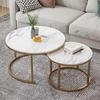 Compact Wrought Iron and Particleboard Coffee Table with Sintered Stone Surface