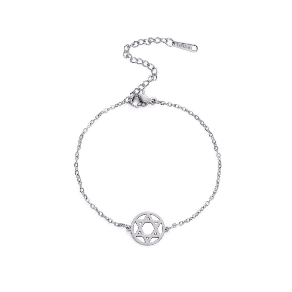 Hollow Out Hexagram Pendant Titanium Steel Bracelet Fashion Trendy Versatile Accessory
