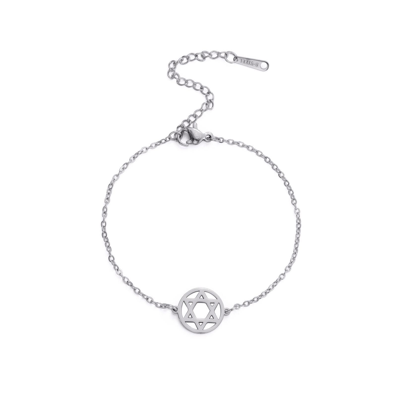 Hollow Out Hexagram Pendant Titanium Steel Bracelet Fashion Trendy Versatile Accessory