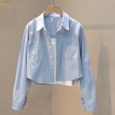 Blouses Amples Courtes à Manches Longues et Fines pour Femmes Printemps Été Manteaux Décontractés pour Femmes Hauts Streetwear