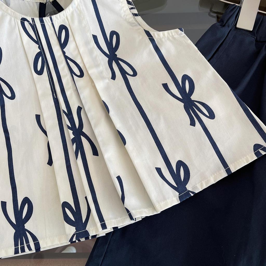 Girls' Summer 2025 Trendy Sleeveless Chinese Style Two-Piece Set