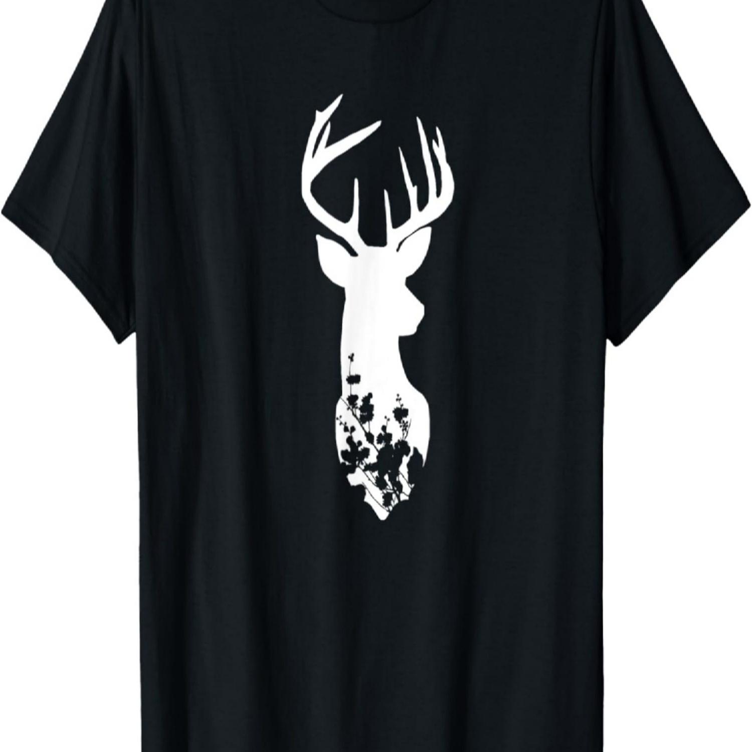 Deer Antler Silhouette Sakura Cherry Blossoms Nara Japan T-Shirt S чёрный