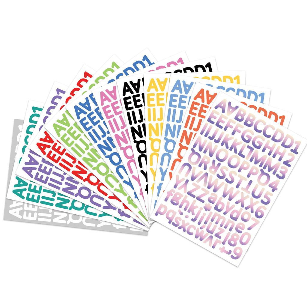 12 Letter Stickers Color English Digital Combination DIY Water Cup Computer Decoration Waterproof Hand Account Stickers