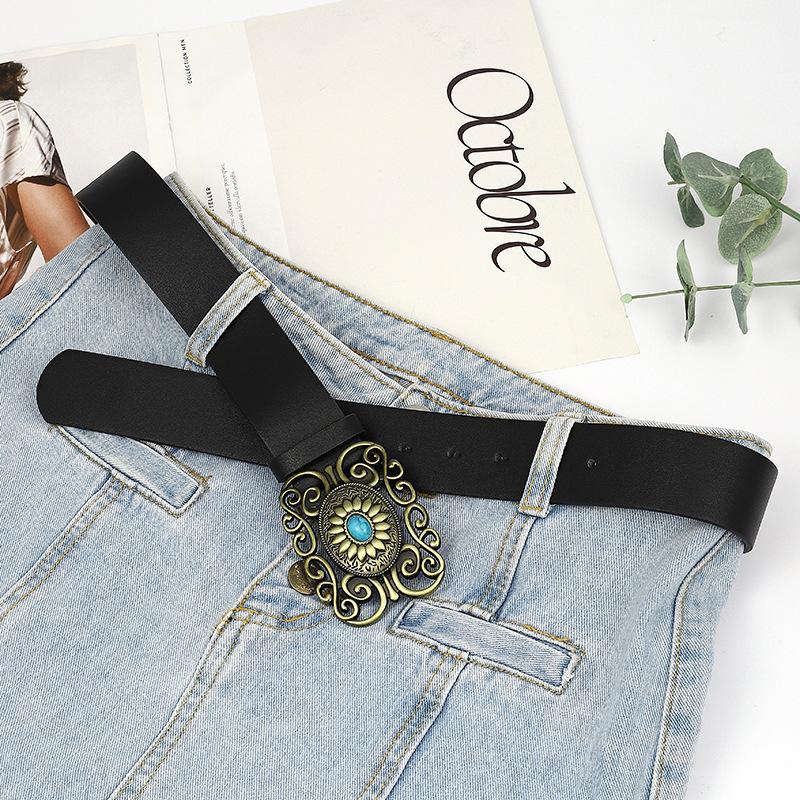 12 Vintage Court Gem Inlaid Women'S Wide Belt Decorative Clothing Antique Women'S Belt