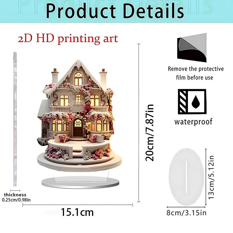 2D Flat Christmas Merry Carousel Christmas Scene Festival Decor Bedroom Office Desktop Ornaments Home Decoration Christmas Gifts