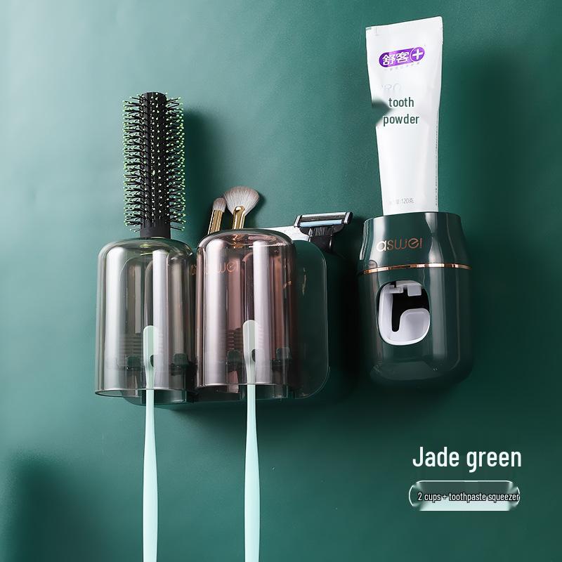 Wall-Mounted No-Punch Toothbrush & Rinsing Cup Set