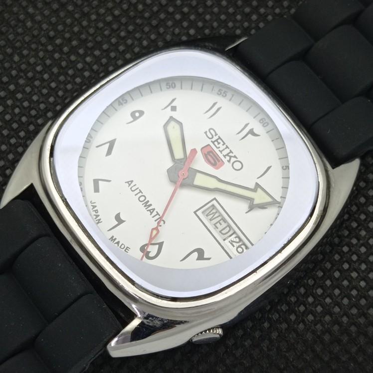 CLASSIC SEIKO 5 AUTOMATIC MENS 6309A JAPAN ARABIC WHITE DIAL WATCH a417096-2