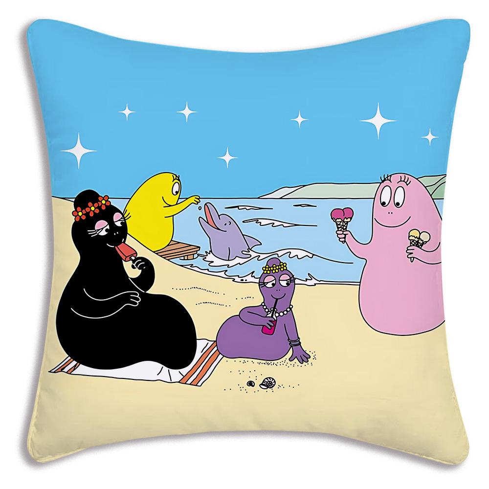 Anime B-Barbapapas Pillow Covers Cartoon Sofa Decorative Home Double-sided Printing Short Plush Cute Cushion Cover