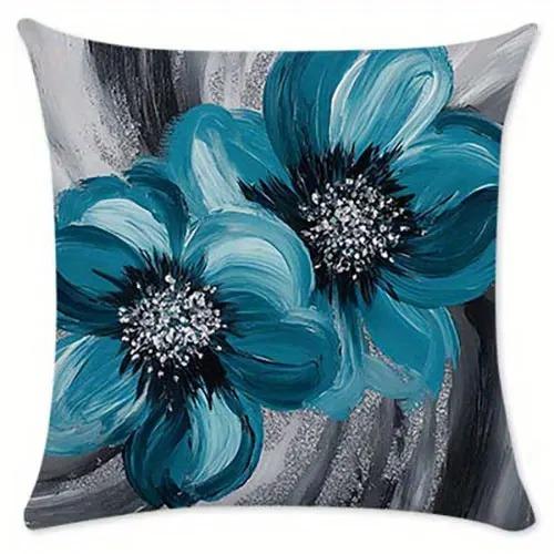 Abstraktes Blaues Blumenmuster Kissenbezüge Muster Kissenbezug Geeignet für Sofa Schlafzimmer Auto Kissenbezug