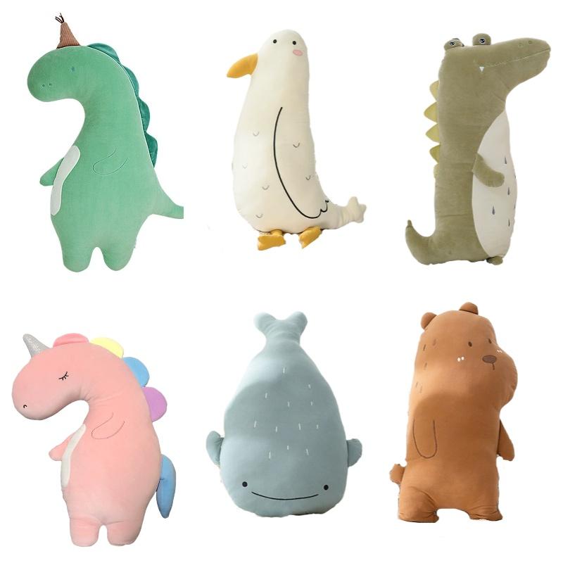 Large Soft Plush Dinosaur Pillow For Kids Cartoon Animal Design Nordic Style 75cm Height