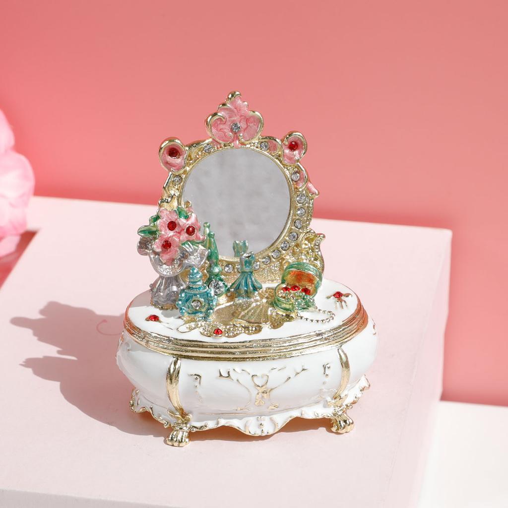 New Blue Dressing Table Trinket Boxes Hinged Hand Painted Enamel Figurine Collectible Unique Gift for Home Decorative Ornaments