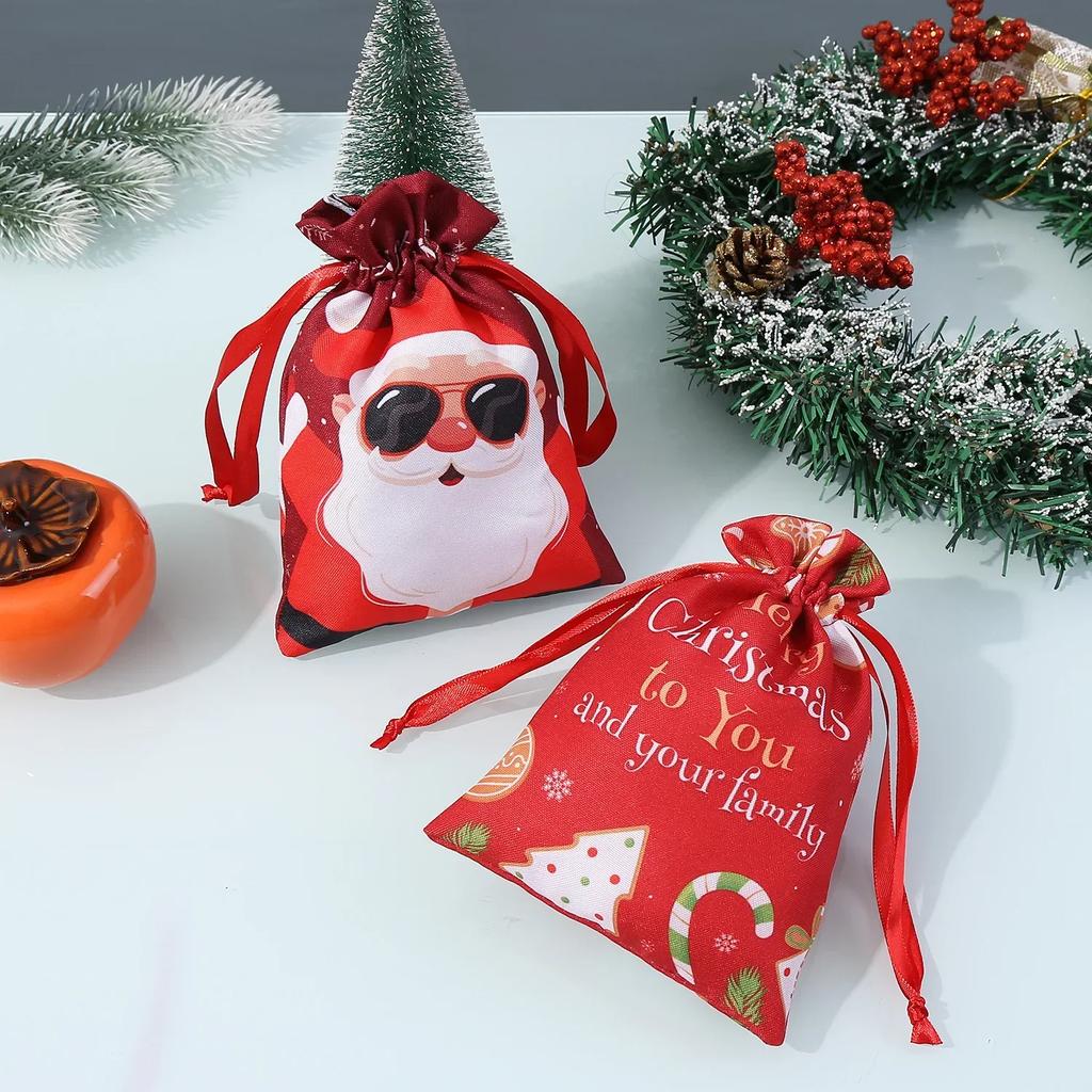 Christmas Velvet Bags Drawstring Pouch Candy Snack Gifts Bag for Xmas New Year Party Bracelet Jewelry Packaging Storage Bag
