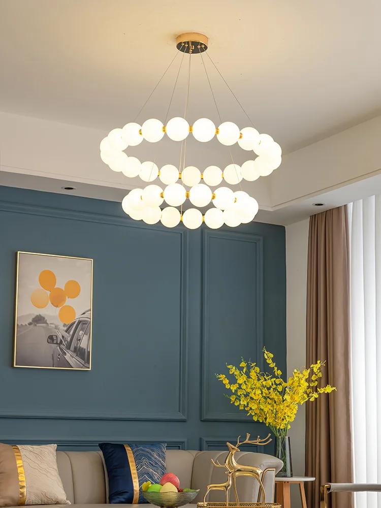All Copper Post-Modern Household Living Room Chandelier Modern Minimalist Light Luxury Creative Personality Net Red