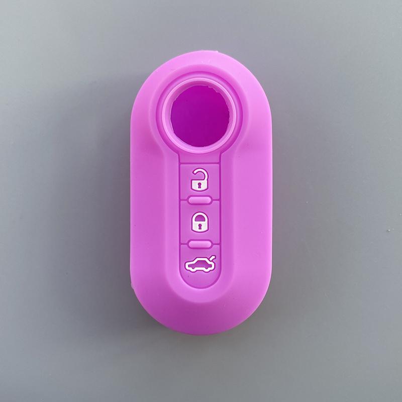 Silicone car key cover case shell for Fiat 500 Punto Panda  Bravo 3 button foldingKey Car Accessories