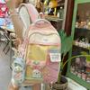 Schoolbag Macaron Contrast Color Backpack Female Junior High School College Student Large Capacity Multi-compartment School Bag Transparent Window