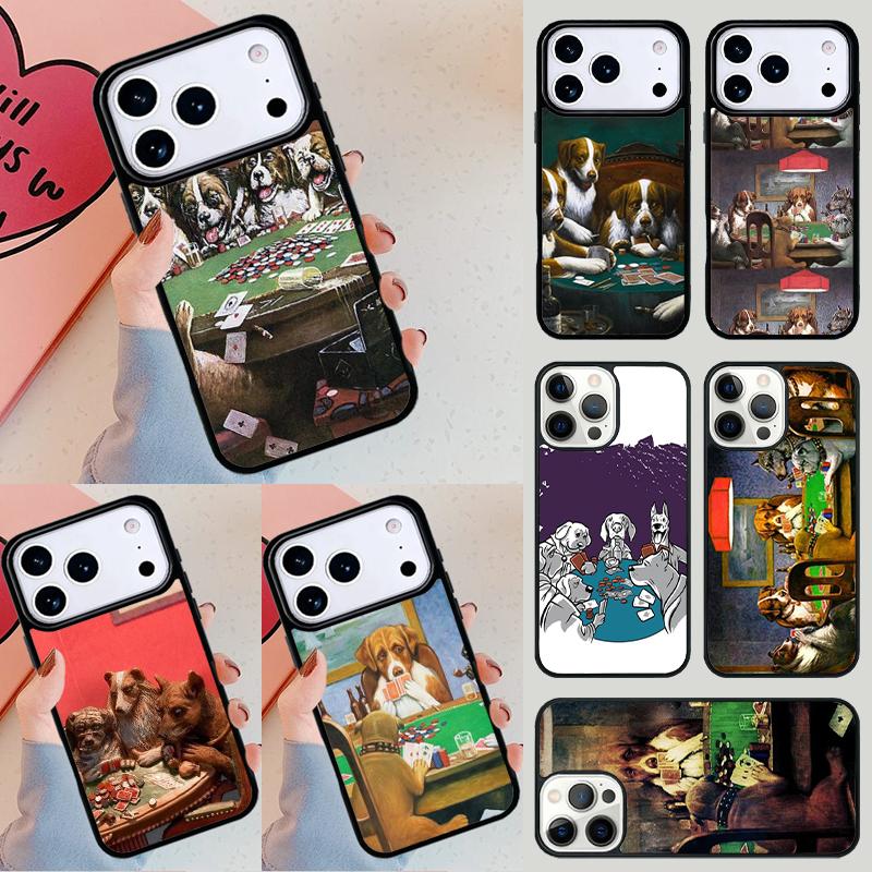 Dogs Playing Poker Phone Case For iPhone 17 Air 14 15 13 12 Max Cover For Apple 14 15 16 16e 11 Pro Max Plus