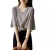 Slight petal sleeve top women's summer knitted loose short-sleeved ice silk knitted sweater thin women's shirt