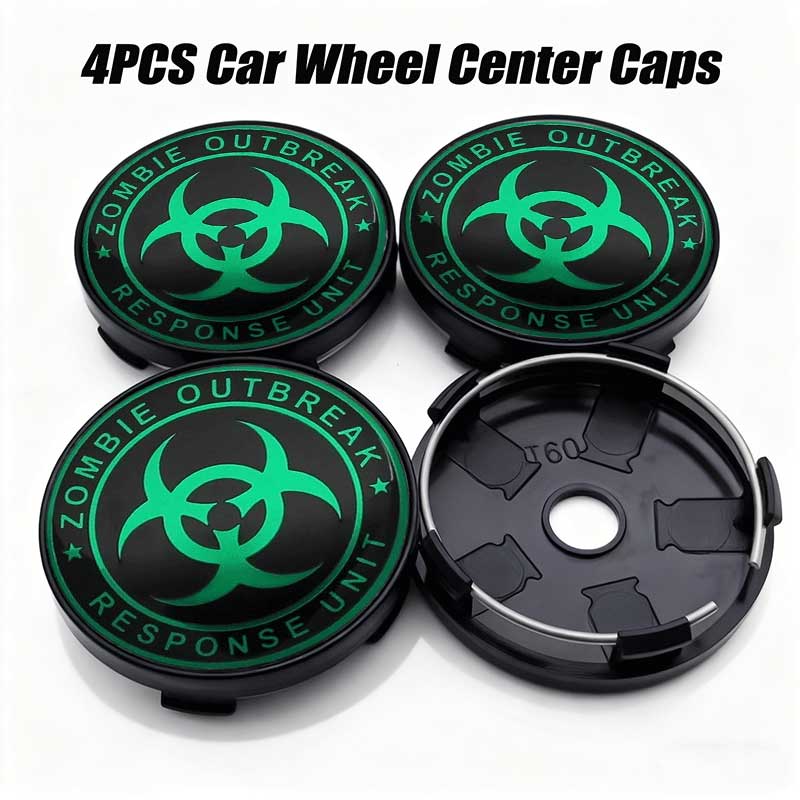 

4pcs 56mm 60mm For Zombie Outbreak Emblem Car Wheel Center Cover Sticker Universal Rim Hub Caps