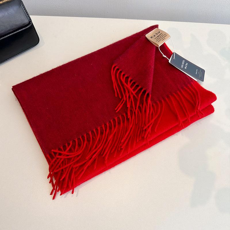 Tassel Color Matching Wool Scarf Double-sided Shawl Dual-purpose Couple Outer Warm Scarf Winter