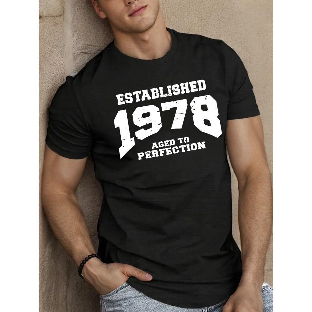 

European Sizes ESTABLISHED 1978 AGED To PERFECTION Men s Short Sleeve T-shirt Summer T-shirt Top XXXXXL чорний