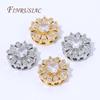 Style Multiple Plaqué Or 14K Perles Zircon pour Fabrication de Bijoux, Perles Espacement Métal, Perles Fleurs Rondes Séparateurs Accessoires DIY