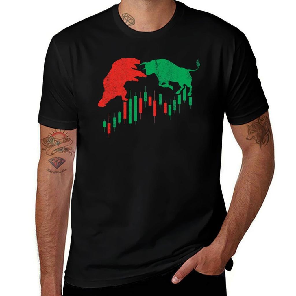 Day Trader Bull Bear Stock Investor Investing Trading Cryptocurrency Forex TShirt Plus Size Simple Casual Top