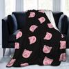 Cartoon Pig Print Flannel Blanket Sofa Nap Blanket Sheet Bedspread Blanket