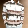 Men Plus Size Collared Long Sleeve Shirt Striped Casual Polo For Daily Life And Weekend Leisure